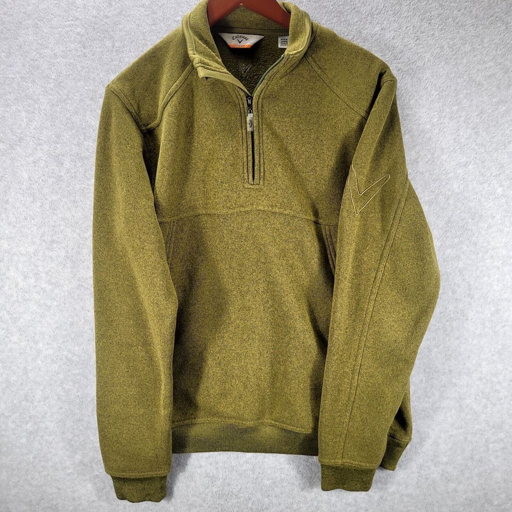 Callaway C-Tech Mens 1/4 Zip Golf Pullover Sweater Knit Pockets Green Sz‎ M